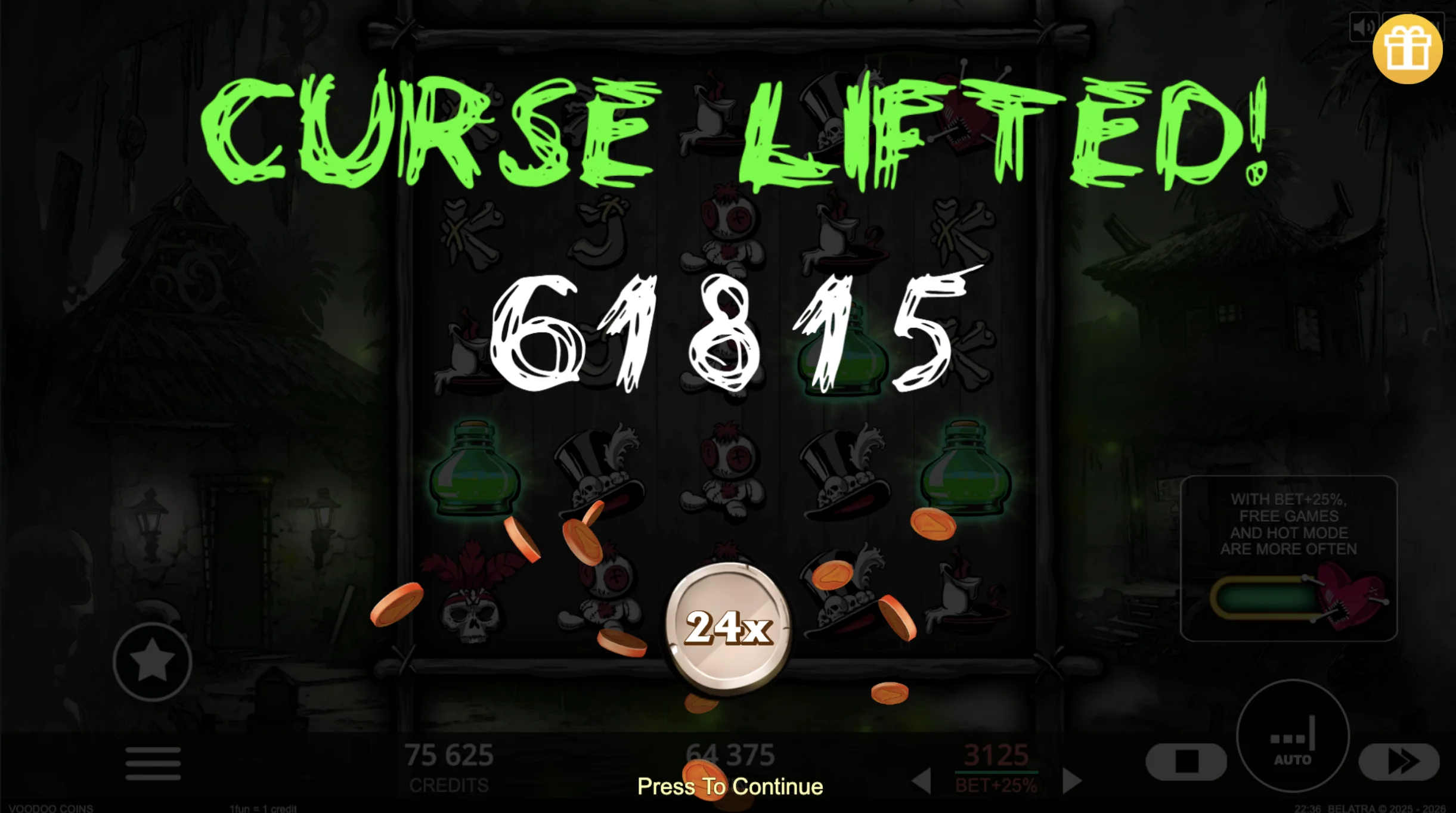 Voodoo Coins symbol paytable showing all premium and regular symbols